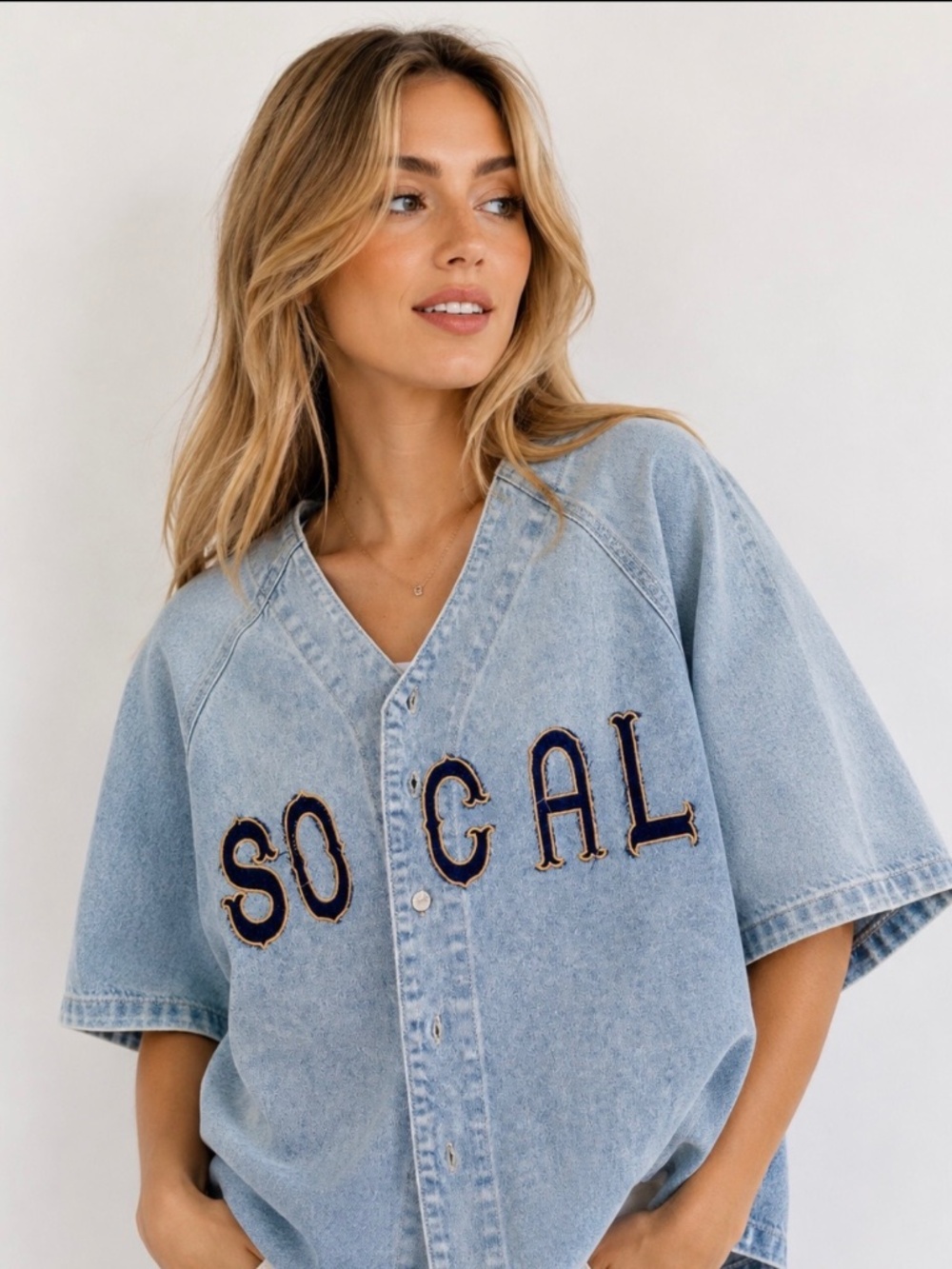 SO CAL Denim Short Sleeve Jean Jacket Shirt Medium-Wash Size Medium